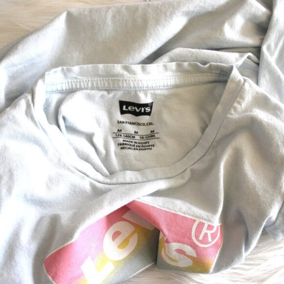 Levi's Long Sleeve Tee Shirt Girl's Size Medium Blue/Gray - Picture 3 of 3